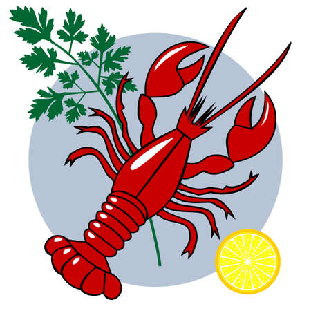 Red lobster dinner vector compositionのイラスト素材