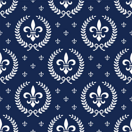 Neoclassical seamless textile pattern with laurel wreathのイラスト素材