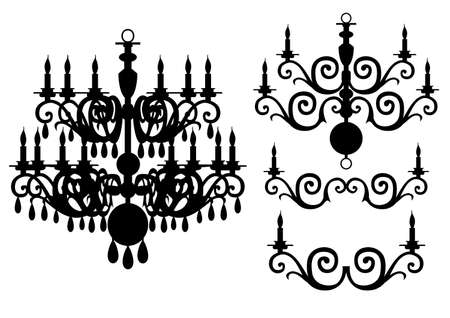 Chandelier silhouette vector setのイラスト素材