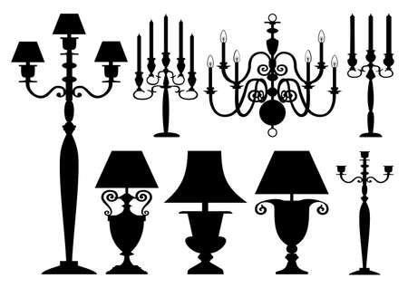 Vector lighting silhouettes collectionのイラスト素材