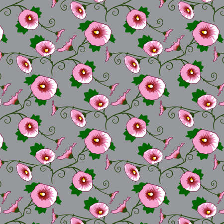 Wallpaper with a pink flowers patternのイラスト素材