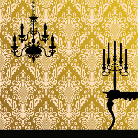 Damask and interiorのイラスト素材