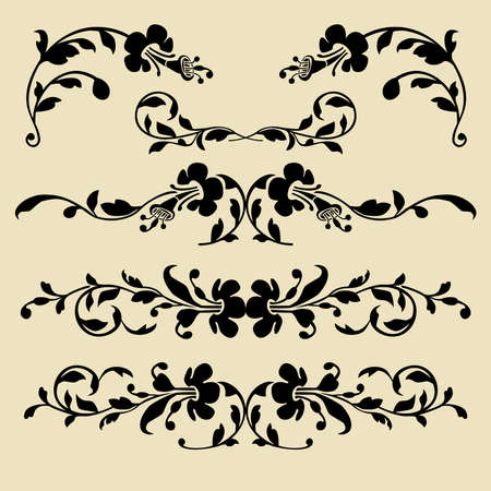 Set of baroque borders for designのイラスト素材