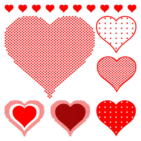 Polka dot heartsのイラスト素材