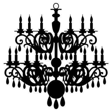chandelier silhouetteのイラスト素材
