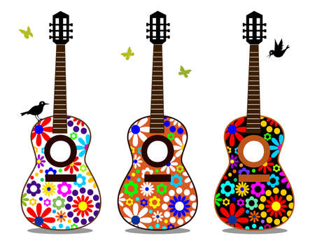 Flower power guitarsのイラスト素材