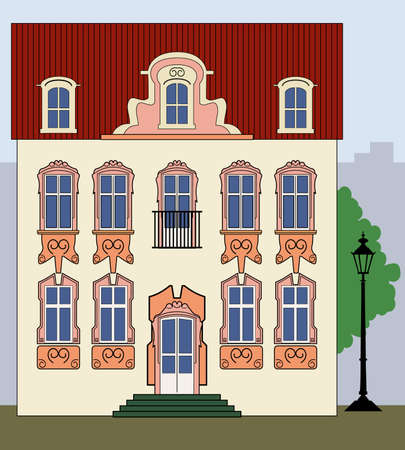 Romantic old town houseのイラスト素材