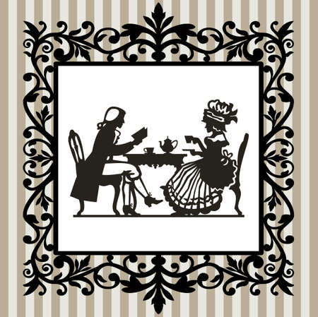 Tea time with frameのイラスト素材