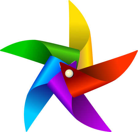 Vector illustration of colorful windmill toy, isolated on a white backgroundのイラスト素材