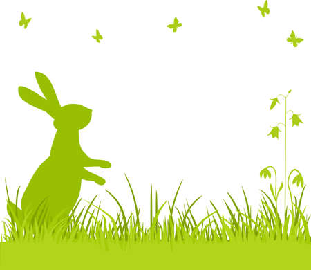 Easter bunny in the meadowのイラスト素材