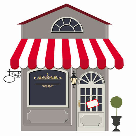 illustration of little cute retro store, shop or boutiqueのイラスト素材