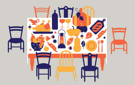 Composition with thanksgiving dinner.のイラスト素材