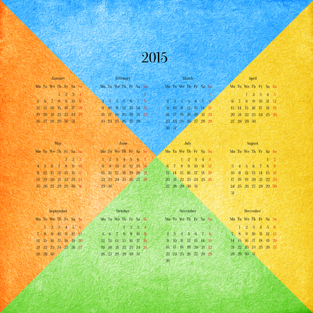 Unusual cover for calendar 2015 in the retro style, vintage background.の写真素材