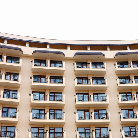 Facade of residential building, the hotel's terracesのeditorial素材