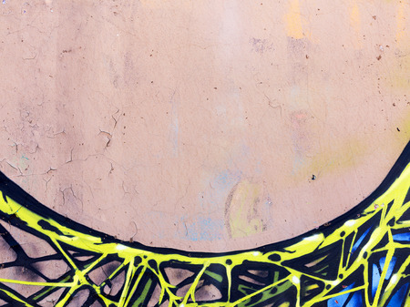 ODESSA - SEPTEMBER 15: Detail of graffiti on the wall of the old building. Grungy concrete surface with cracks, scratches and streaks of paint. September 15, 2015 in Odessa, Ukraineのeditorial素材