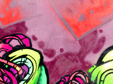 ODESSA - SEPTEMBER 15: Detail of graffiti on the wall of the old building. Grungy concrete surface with cracks, scratches and streaks of paint. September 15, 2015 in Odessa, Ukraineのeditorial素材