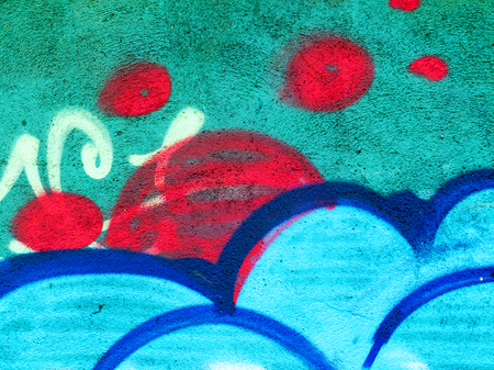 ODESSA - NOVEMBER 1: Detail of graffiti on the wall of the old building. Grungy concrete surface with cracks, scratches and streaks of paint. November 1, 2015 in Odessa, Ukraineのeditorial素材