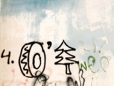 ODESSA - NOVEMBER 1: Detail of graffiti on the wall of the old building. Grungy concrete surface with cracks, scratches and streaks of paint. November 1, 2015 in Odessa, Ukraineのeditorial素材