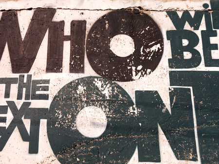 ODESSA - NOVEMBER 1: Detail of graffiti on the wall of the old building. Grungy concrete surface with cracks, scratches and streaks of paint. November 1, 2015 in Odessa, Ukraineのeditorial素材