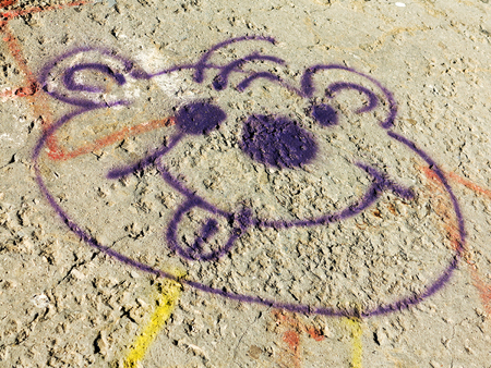 VARNA - 18 November: Detail of graffiti on a concrete wall Perspective. Grungy concrete surface with cracks, scratches and streaks of paint. November 18, 2015 in Varna, Bulgariaのeditorial素材