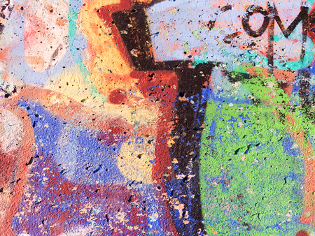 VARNA - 18 November: Detail of graffiti on a concrete wall Perspective. Grungy concrete surface with cracks, scratches and streaks of paint. November 18, 2015 in Varna, Bulgariaのeditorial素材