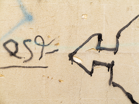 VARNA - 18 November: Detail of graffiti on a concrete wall Perspective. Grungy concrete surface with cracks, scratches and streaks of paint. November 18, 2015 in Varna, Bulgariaのeditorial素材