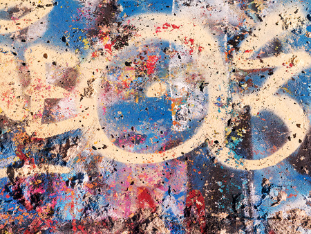 VARNA - 18 November: Detail of graffiti on a concrete wall Perspective. Grungy concrete surface with cracks, scratches and streaks of paint. November 18, 2015 in Varna, Bulgariaのeditorial素材