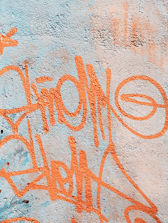 VARNA - 18 November: Detail of graffiti on a concrete wall Perspective. Grungy concrete surface with...