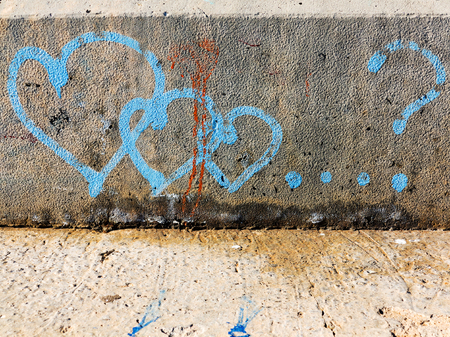 VARNA - 18 November: Detail of graffiti on a concrete wall Perspective. Grungy concrete surface with cracks, scratches and streaks of paint. November 18, 2015 in Varna, Bulgariaのeditorial素材
