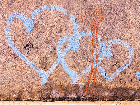 VARNA - 18 November: Detail of graffiti on a concrete wall. Grungy concrete surface with cracks, scratches and streaks of paint. November 18, 2015 in Varna, Bulgariaのeditorial素材