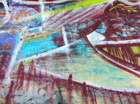 VARNA - 18 November: Detail of graffiti on a concrete wall. Grungy concrete surface with cracks, scratches and streaks of paint. November 18, 2015 in Varna, Bulgariaのeditorial素材