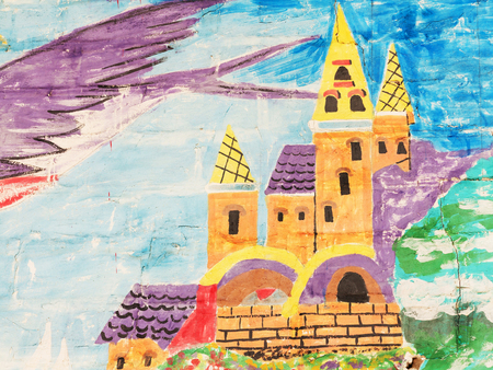 Zhitomir, Ukraine - February 7: Detail of graffiti on a concrete wall. Grungy concrete surface with cracks, scratches and streaks of paint. February 7, 2016 in Zhitomir, Ukraineのeditorial素材