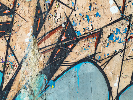 Concrete, weathered, worn wall damaged paint. Grungy Concrete Surface.のeditorial素材