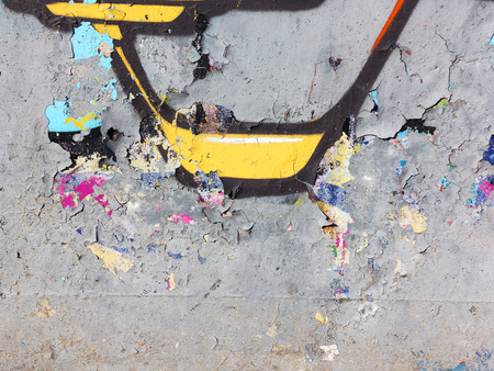 Concrete, weathered, worn wall damaged paint. Grungy Concrete Surface. Great background or texture.のeditorial素材