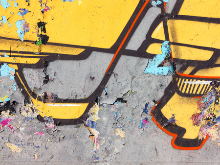 Concrete, weathered, worn wall damaged paint. Grungy Concrete Surface. Great background or texture.のeditorial素材