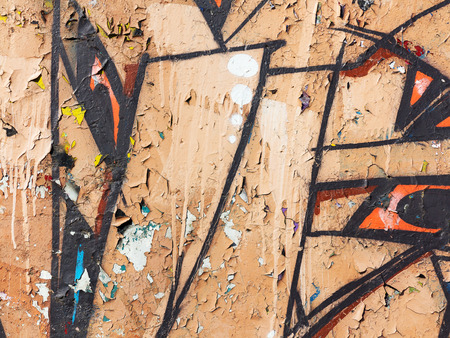Concrete, weathered, worn wall damaged paint. Grungy Concrete Surface. Great background or texture.のeditorial素材