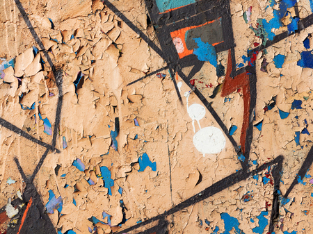 Concrete, weathered, worn wall damaged paint. Grungy Concrete Surface. Great background or texture.のeditorial素材