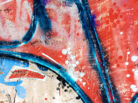Concrete, weathered, worn wall damaged paint. Grungy Concrete Surface. Great background or texture.のeditorial素材