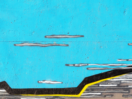 Concrete, weathered, worn wall damaged paint. Grungy Concrete Surface. Great background or texture.のeditorial素材