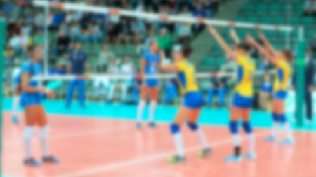 Sport background blur. Boke spectacular game of volleyball as screensaver for sports poster.の写真素材
