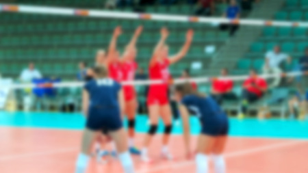 Sport background blur. Boke spectacular game of volleyball as screensaver for sports poster.の写真素材