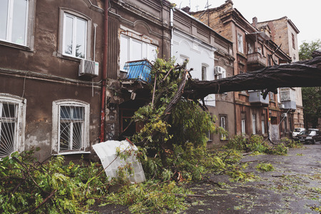 Odessa, Ukraine - October 12, 2016: Hurricane CHRISTIE. Heavy rain and gale - force gusts of wind...