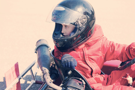 ODESSA, UKRAINE - APRIL 2, 2017: Competitions on the picture, pilots in helmet and in racing clothes...