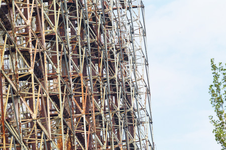Large antenna field. Soviet radar system "Duga" at Chernobyl nuclear power plant. ABM missile defense. Antenna field, over-the-horizon radar. Military object of USSR ABM. Secret Soviet Chernobyl -2のeditorial素材