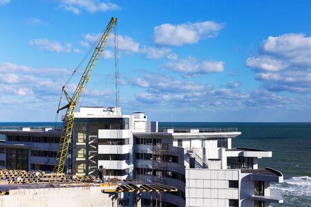 Construction of multistory hotel on the Black sea coast.のeditorial素材