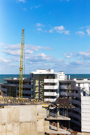 Construction of multistory hotel on the Black sea coast.のeditorial素材