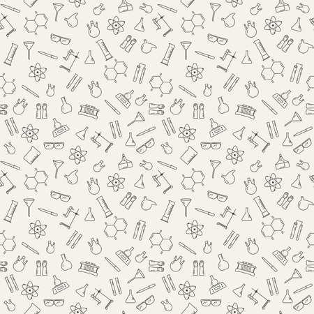 Vector seamless pattern with chemical laboratory equipmentのイラスト素材