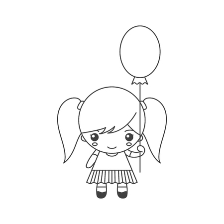 Cute cartoon little girl with balloonのイラスト素材