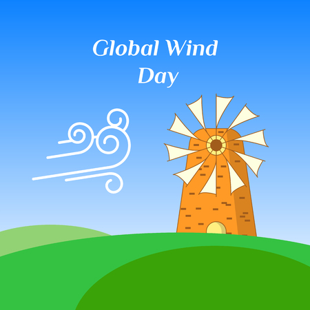 Greeting Card of Global Wind Dayのイラスト素材