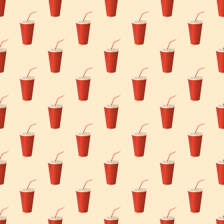 Seamless pattern of a soda cupのイラスト素材